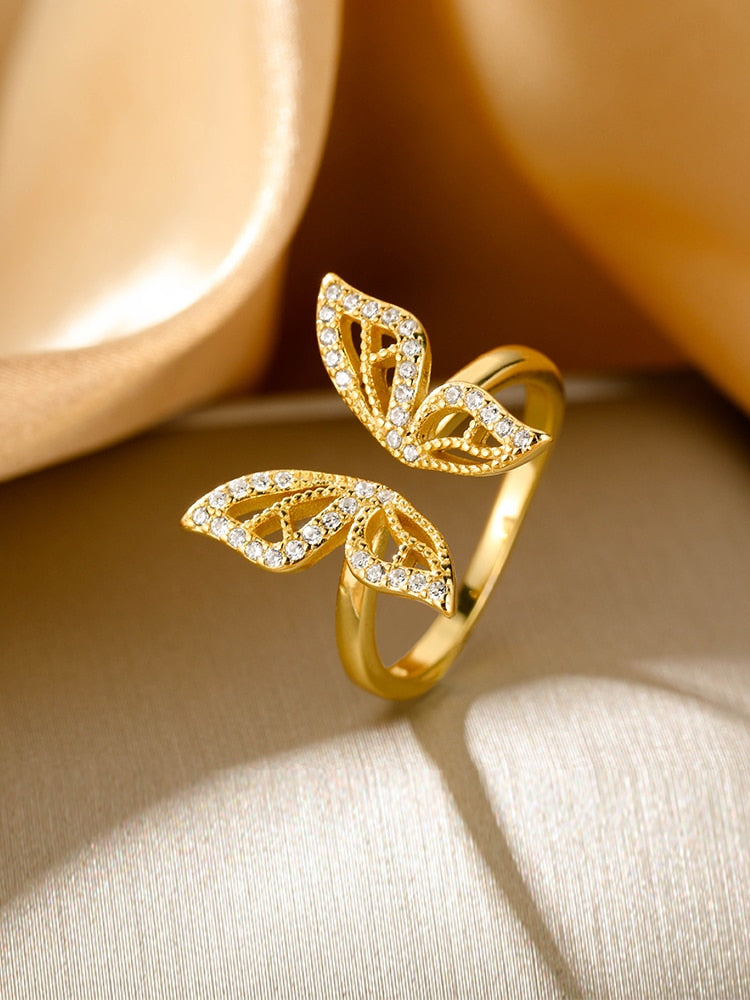 Anel de Borboleta Dourado butterfly