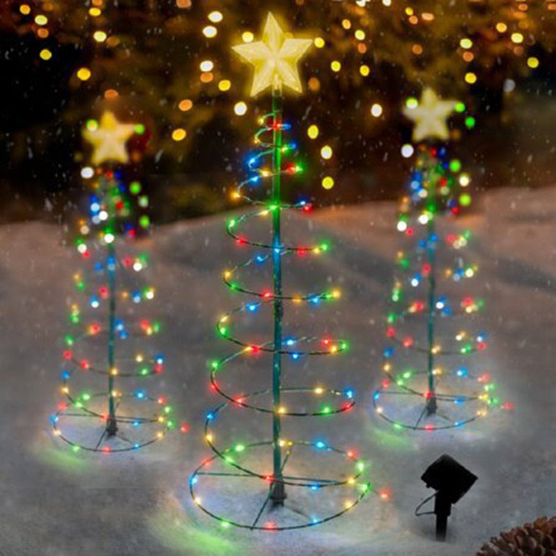 Árvore de Natal LED movida à luz solar  - Decoração externa - Queima de estoque + Frete Grátis