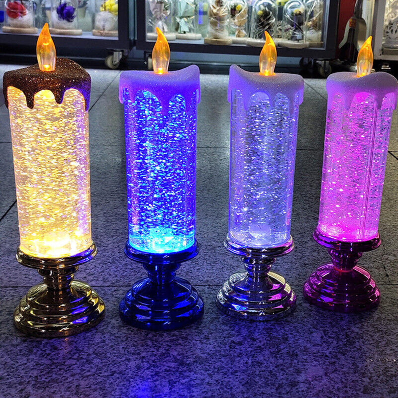 Vela LED Glitter com Chama Luminosa Para Decoração de Natal  - Queima de Estoque! Frete Grátis
